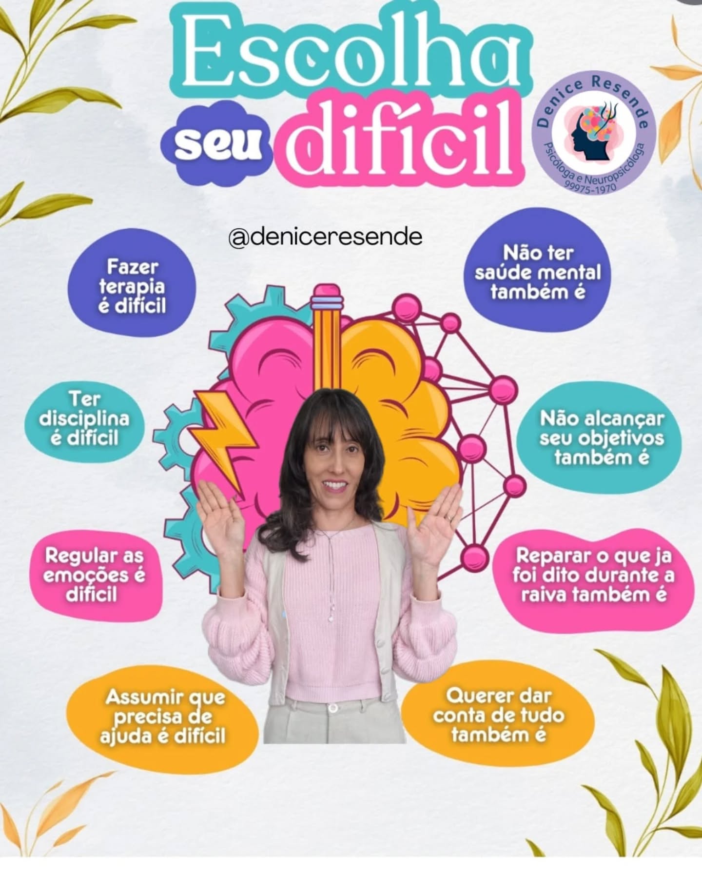 A saúde mental e a regulação emocional são determinantes para a qualidade de vida e a performance pessoal. O acompanhamento especializado oferece o suporte científico necessário para o gerenciamento do estresse e o desenvolvimento da disciplina.

Os atendimentos clínicos e neuropsicológicos são realizados no Laboratório Renovare, unindo rigor ético a uma infraestrutura segura e privativa.

Consulte os horários disponíveis via WhatsApp no (64) 999283989